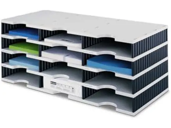 Basis-Einheit Styro 268-0304.98 styrodoc trio Standard, 12 Fächer, 4 Etagen, schwarz/grau, 723x331x293mm