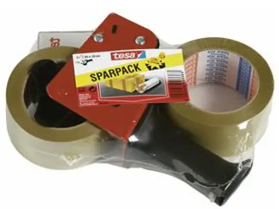 Packbandabroller Tesa 57108-00000-01 tesapack 50 mm x 66 m, inkl. 2 x Packband tesa 57177 Ultra Strong braun