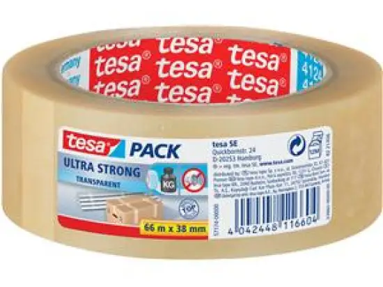 Packband Tesa 57174-00000-02 tesapack ultra strong 38 mm x 66 m, Kunststoff (PVC), transparent