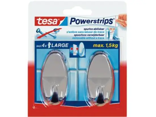 Selbstklebehaken Tesa 58050-00012-01 Powerstrips oval chrom, Pack 2 Stk