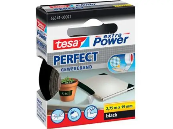 Gewebeband Tesa 56341-00027-03 extra Power Perfekt 19 mm x 2,75 m, schwarz