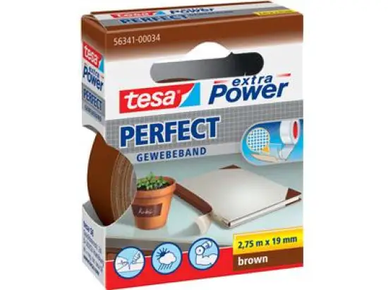 Gewebeband Tesa 56341-00034-03 extra Power Perfekt 19 mm x 2,75 m, braun