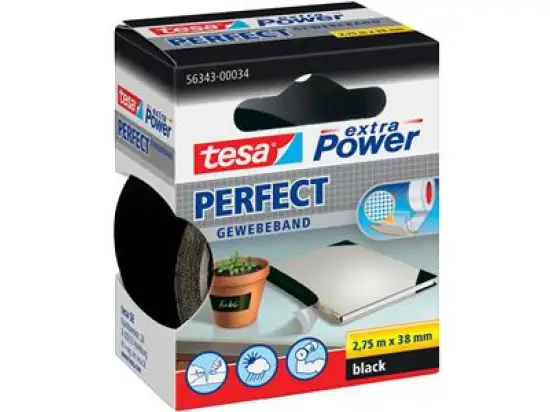Gewebeband Tesa 56343-00034-03 extra Power Perfekt 38 mm x 2,75 m, schwarz
