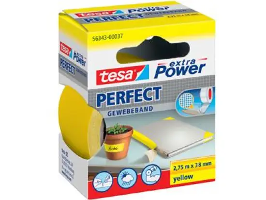 Gewebeband Tesa 56343-00037-03 extra Power Perfekt 38 mm x 2,75 m, gelb