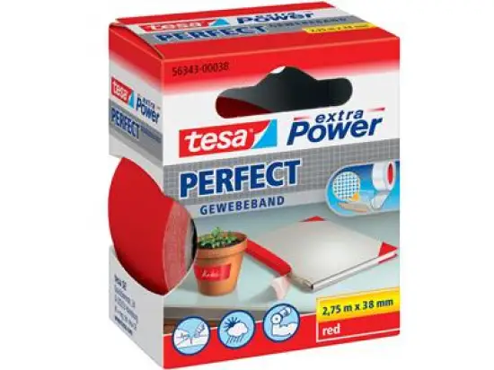Gewebeband Tesa 56343-00038-03 extra Power Perfekt 38 mm x 2,75 m, rot