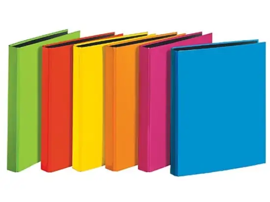 Ringbuch Veloflex 1143300 Velocolor A4, 4 Ringe Ø 25 mm, Pappe glanzkaschiert, D-Ring-Mechanik, farblich sortiert, gelb, hellrot, orange, hellgrün, hellblau, pink