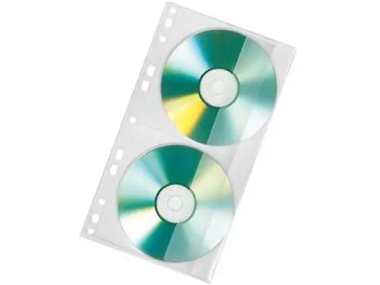 CD / DVD-Hülle zum Abheften Veloflex 4356000 für 2 CD/DVD, transparent, mit Laschenverschluss, Pack 10 x 10 Stk