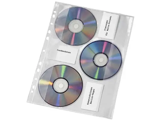CD / DVD-Hülle zum Abheften Veloflex 4359000 für 3 CD/DVD, A4, Kunststoff (PVC), transparent, für alle Ringbuchformate, Pack 10 Stk