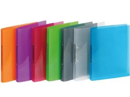 Ringbuch Veloflex V020283 Propyglass Viquel A4, 2 Ringe Ø 20 mm, PP Vollkunststoff, O-Ring-Mechanik, transparent, farblich sortiert, Pack 12 Stk