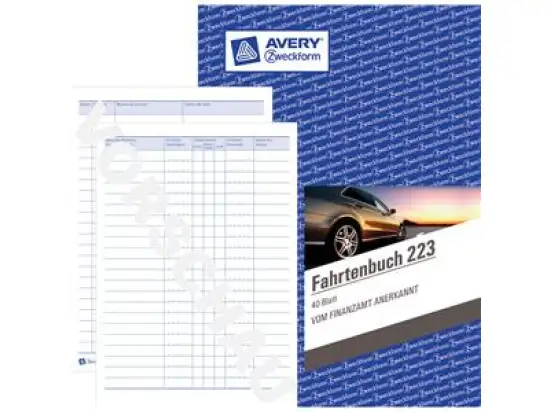 Fahrtenbuch PKW Avery Zweckform 223 A5, 40 Blatt, mit Jahresabrechnung
