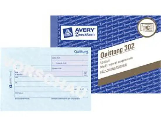 Quittung Avery Zweckform 302 A6-quer 1x50 Blatt mit MwSt. separat ausgewiesen