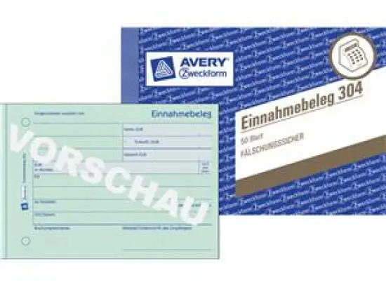 Einnahmebeleg Avery Zweckform 304 A6-quer 50 Blatt grün