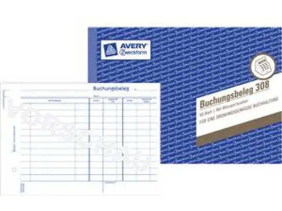 Buchungsbeleg Avery Zweckform 308 A5-quer 50 Blatt