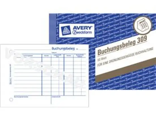 Buchungsbeleg Avery Zweckform 309 A6-quer 50 Blatt, Pack 20 Stk