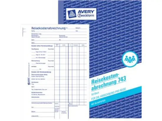 Reisekostenabrechnung Avery Zweckform 743 A5, 50 Blatt, pro Reise