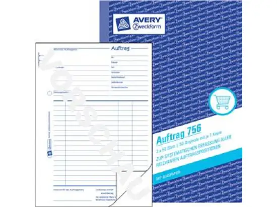 Auftrag Avery Zweckform 756 A5, 2 x 50 Blatt