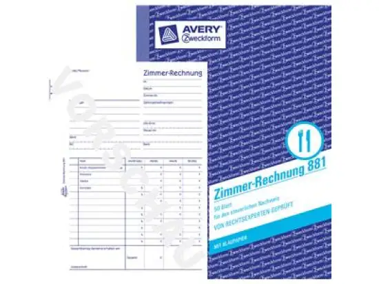 Zimmerrechnung Avery Zweckform 881 A5 50 Blatt mit Blaupapier