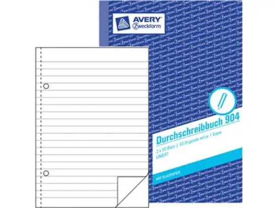Durchschreibbuch Avery Zweckform 904 A5, 2 x 50 Blatt, liniert