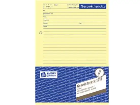 Gesprächsnotiz Avery Zweckform 1018 A5 50 Blatt gelb