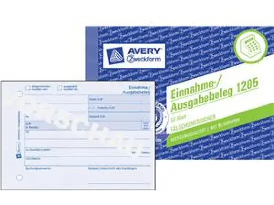 Einnahme- / Ausgabebeleg Avery Zweckform 1205 A6-quer 50 Blatt Recycling mit 1 Blatt Blaupapier