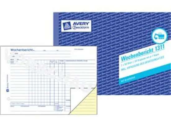 Wochenbericht Avery Zweckform 1311 A5-quer 2 x 50 Blatt mit Blaupapier