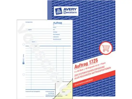 Auftrag Avery Zweckform 1725 A5, 2 x 40 Blatt, selbstdurchschreibend