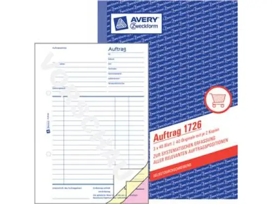 Auftrag Avery Zweckform 1726 A5, 3 x 40 Blatt, selbstdurchschreibend