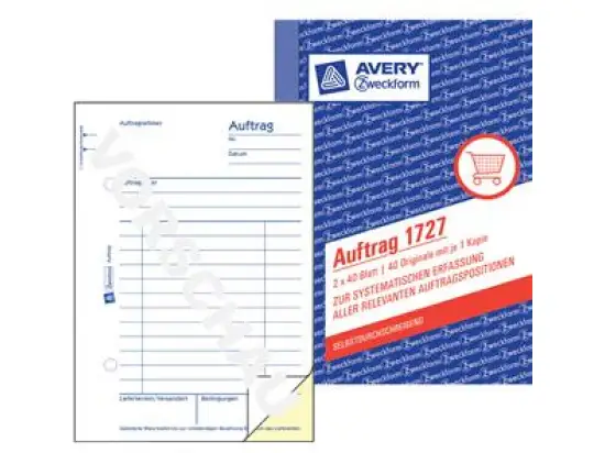 Auftrag Avery Zweckform 1727 A6, 2 x 40 Blatt, selbstdurchschreibend, Pack 20 Stk