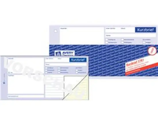 Kurzbrief Avery Zweckform 1741 1/3-A4 2 x 40 Blatt selbstdurchschreibend