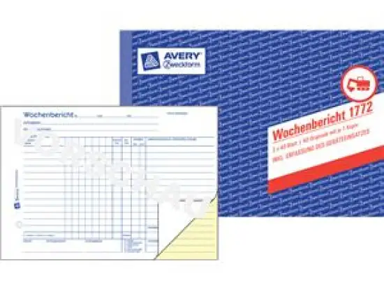 Wochenbericht Avery Zweckform 1772 A5-quer, 2 x 40 Blatt selbstdurchschreibend