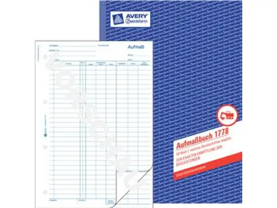 Aufmaßbuch Avery Zweckform 1778 A4, 50 Blatt, selbstdurchschreibend