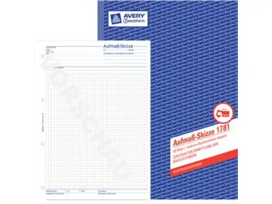 Aufmaß-Skizze Avery Zweckform 1781 A4, 50 Blatt, selbstdurchschreibend, Pack 10 Stk