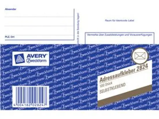 Adressaufkleber Avery Zweckform 2824 A6-quer, selbstklebend, Pack 100 Stk