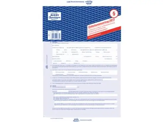 Einheitsmietvertrag Avery Zweckform 2873 A4/4-seitig selbstdurchschreibend mit Übergabeprotokoll, Pack 5 Stk