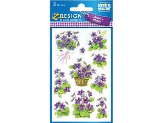 Schmuck-Etiketten Avery Zweckform 4317 Z-Design "Veilchen", selbstklebend, konturgestanzt, Pack 10 x 27 Stk/3 Blatt