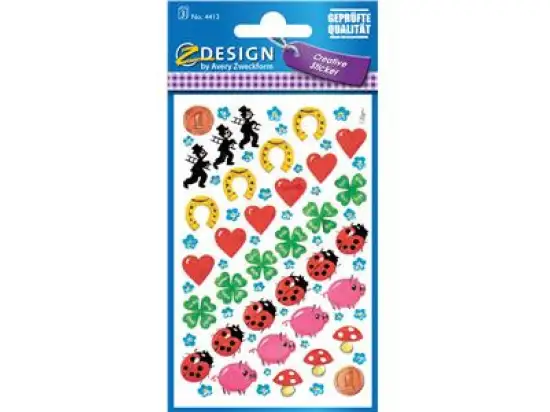 Schmuck-Etiketten Avery Zweckform 4413 Z-Design "Glücksbringer", selbstklebend, konturgestanzt, Pack 10 x 102 Stk/3 Blatt
