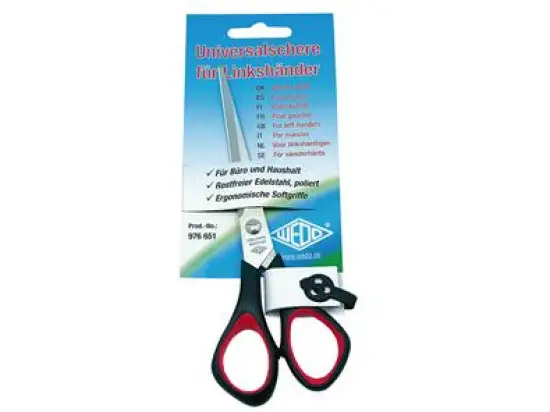 Universalschere Wedo 976651 976 651 Länge: 16 cm, Linkshänder spitz Kunststoffgriff schwarz/rot