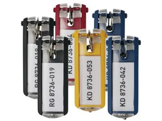 Schlüsselanhänger Durable 1957-00 195700 Key Clip 70 x 25 mm, Kunststoff, farbig sortiert, Pack 6 Stk