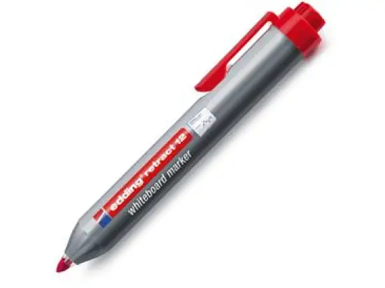 Whiteboardmarker Edding retract 12 4-12002 1,5-3mm, Rundspitze, Druckmechanik, rot