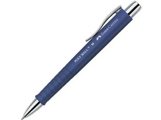 Kugelschreiber Faber-Castell 241151 Poly Ball M 0,5mm (M), Wechselmine, Druckmechanik, Dreikant, blau, dokumentenecht, Schreibfarbe blau