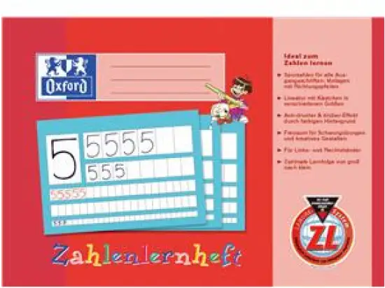 Schulheft Oxford 100050304 A4-quer/ZL liniert Zahlenlernheft