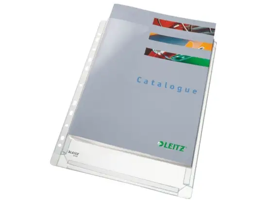 Prospekthüllen Leitz 4756-30-03 47563003 Maxi A4, 170my PVC-Weichfolie, genarbt, transparent, für 200 Blatt, Pack 5 Stk