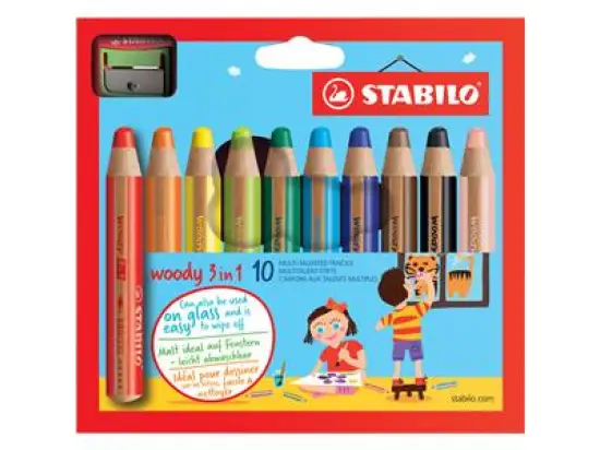 Multitalent-Stift Stabilo 880/10-2 woody 3in1 10er-Etui mit Spitzer, Pack 5 Stk