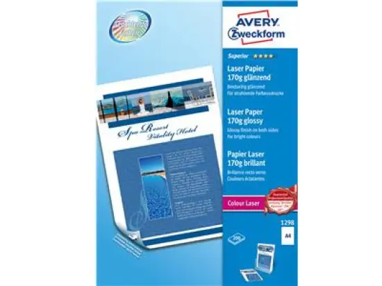 Fotopapier Avery Zweckform 1298 Superior Colour A4 170g glänzend, Pack 200 Blatt