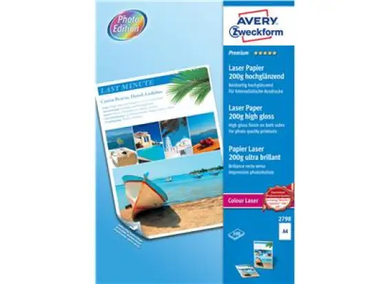 Fotopapier Avery Zweckform 2798 Premium A4 200g beidseitig hochglänzend, Pack 100 Blatt
