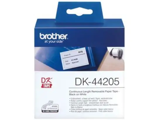 Endlosetiketten Brother DK-44205 Rolle 62 mm x 30,48 m, selbstklebend, wiederablösbar, weiß