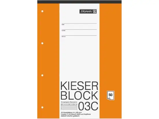 Kieserblock Brunnen 10-42923 1042923 Lineatur03 A4 50 Blatt, Pack 10 Stk