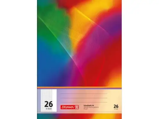 Schulheft Brunnen 10-4492602 104492602 A4, Papier 80g, 16 Blatt, Lineatur 26, kariert, abgesetzter Rand