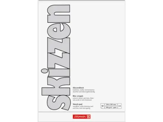 Skizzenblock Brunnen 10-47455 1047455 A4 190g 50 Blatt, Pack 5 Stk