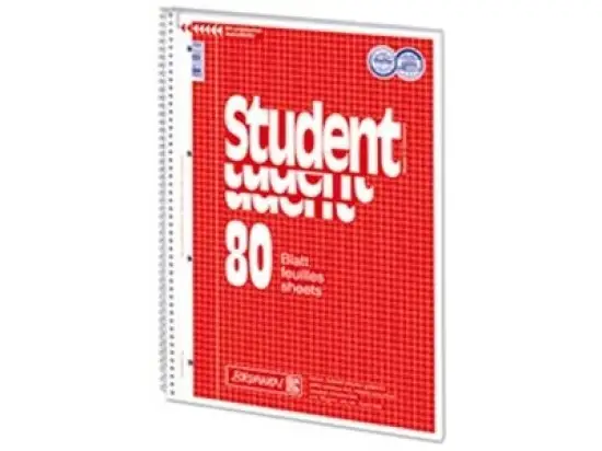 Collegeblock Brunnen 10-67928 1067928 Student A4, Papier 70g, 80 Blatt, Lineatur 28, kariert, 2 Randlinien